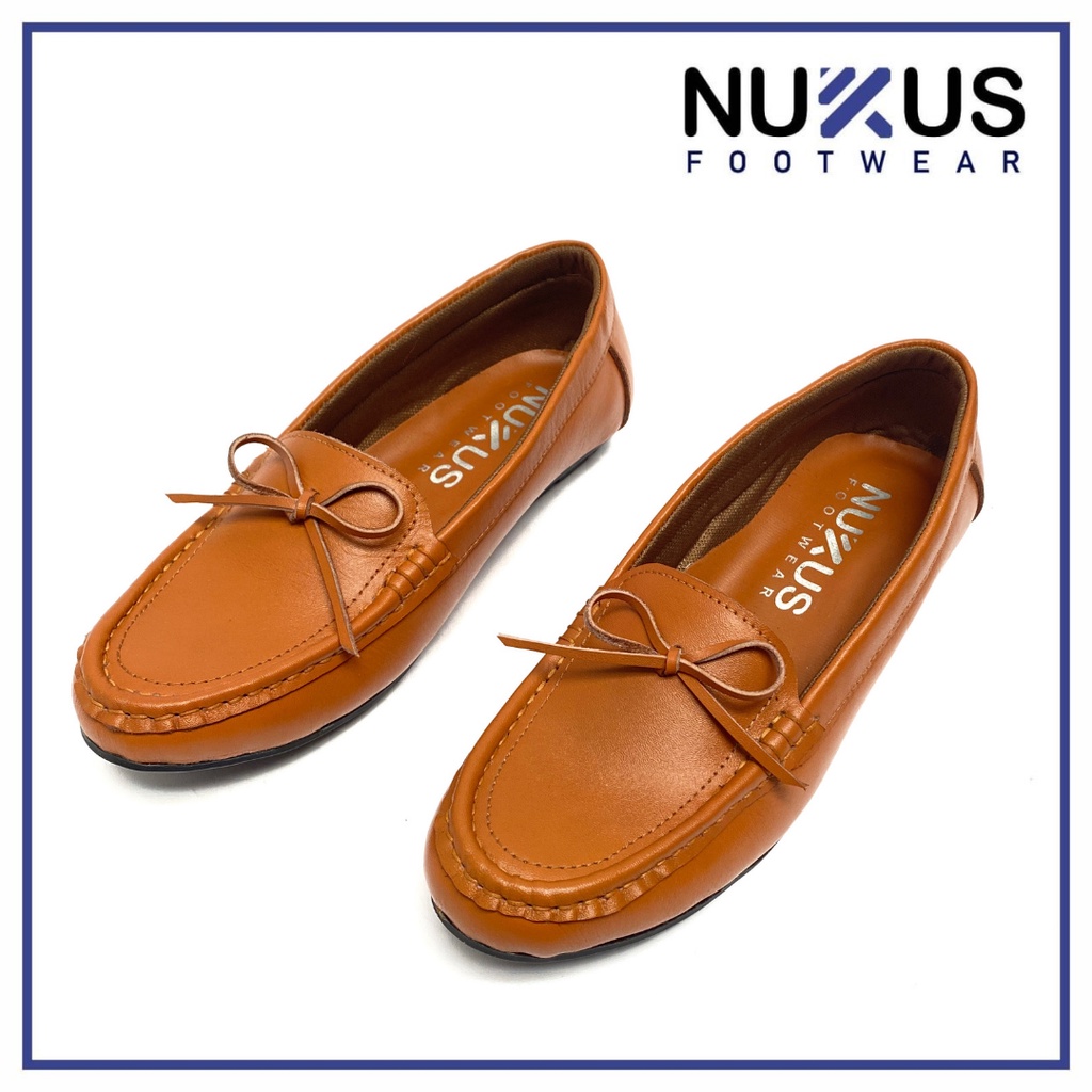 Nukus Sepatu Kerja Wanita Flat Shoes Kulit Sapi Asli Coklat  Tan - SPW PT