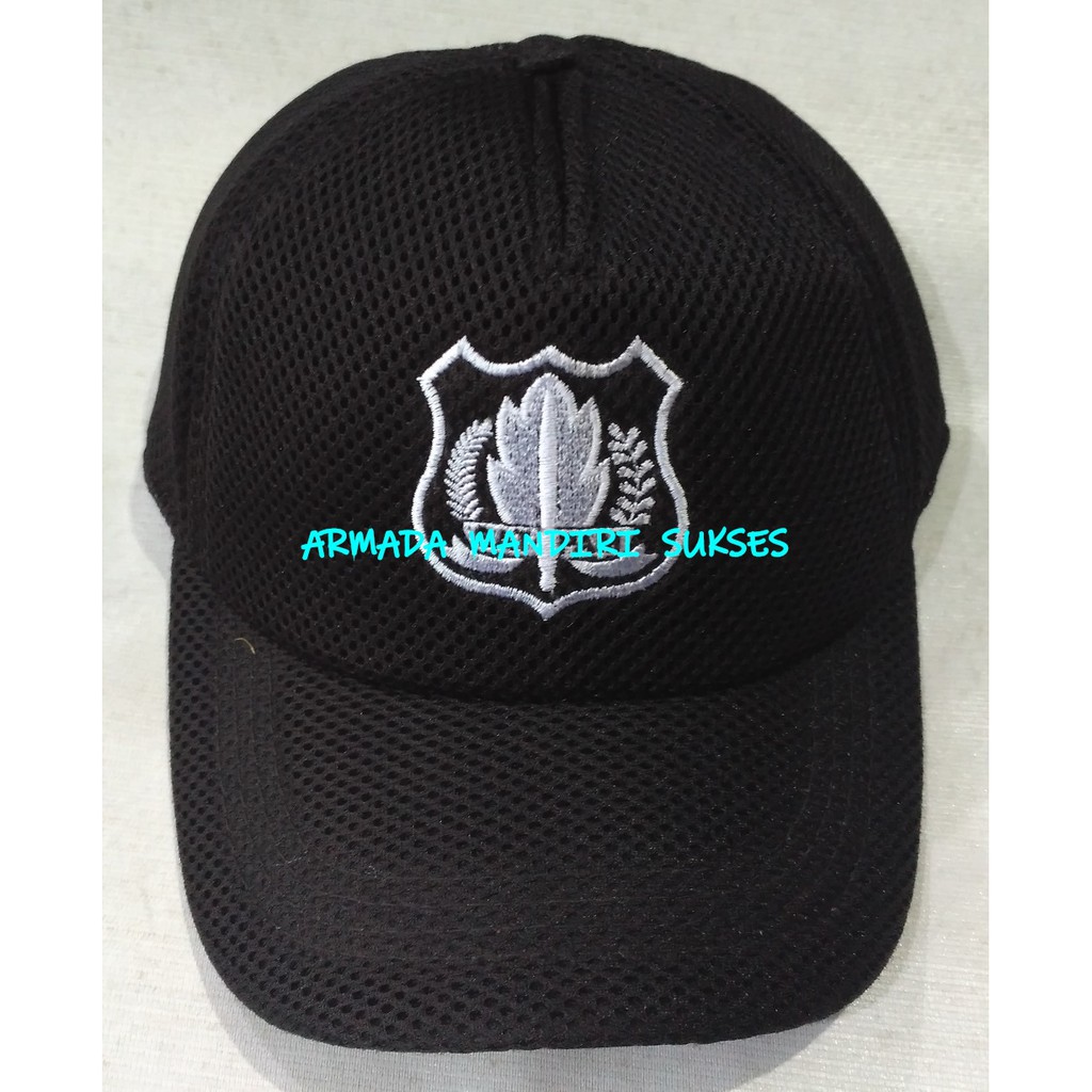 Topi Jaring Satpam Coklat Logo - Topi Jaring Security Coklat