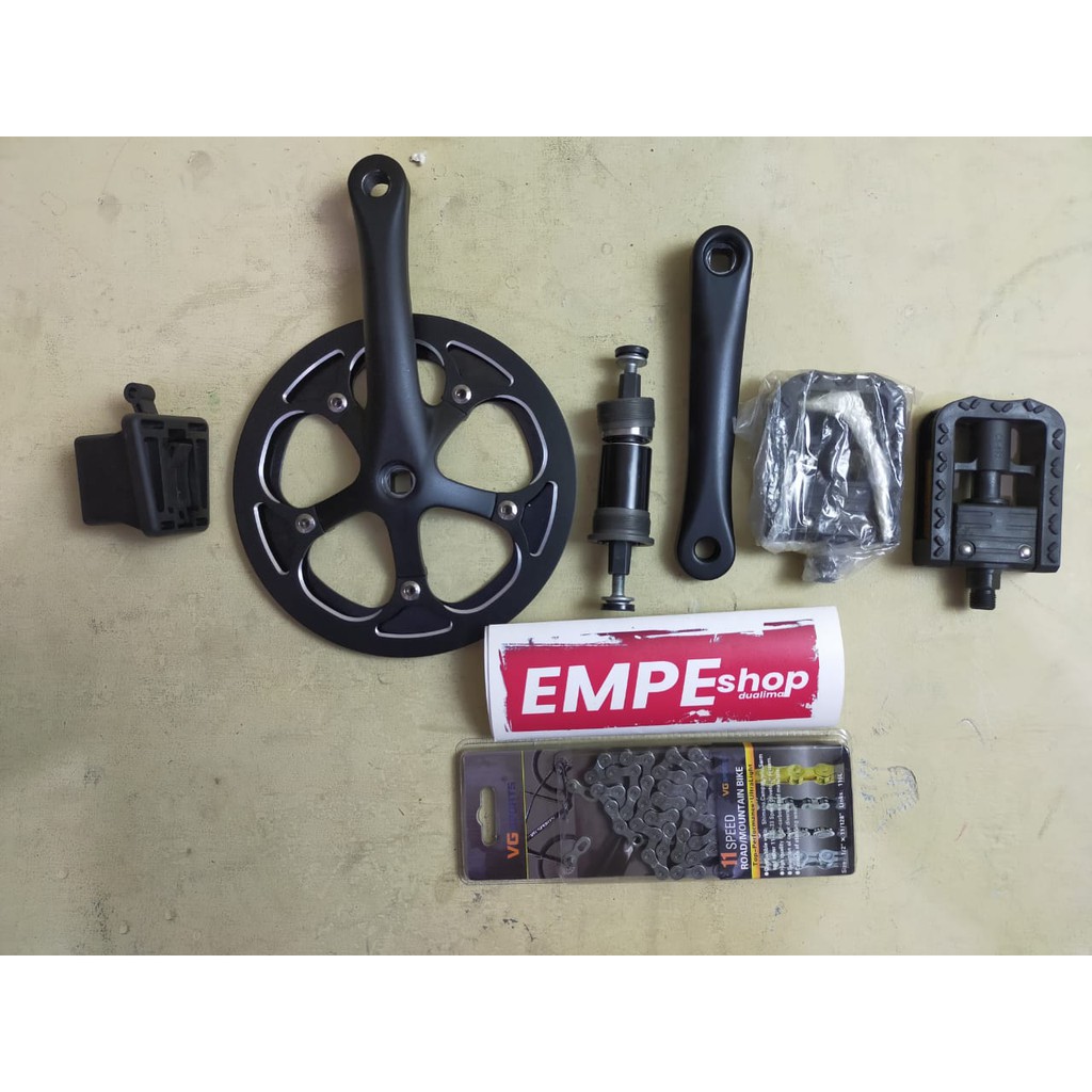 PAKETAN COPOTAN PIKES CJ 9 ( CRANKSET,PEDAL, RANTAI, FRONTBLOCK)