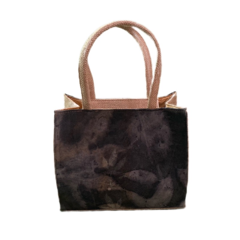 Tas wanita cantik bahan goni dan kanvas ecoprint (teknik dengan bahan alami)