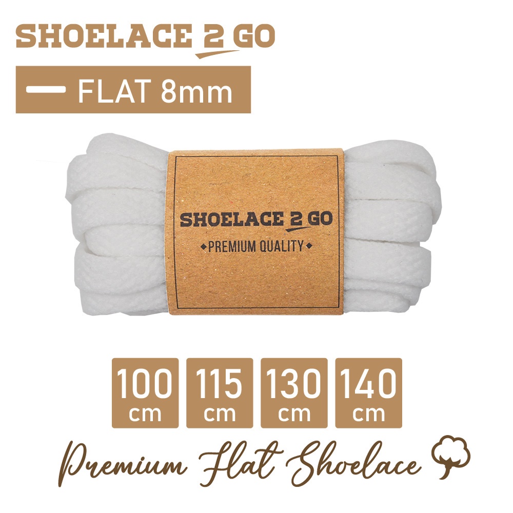 SHOELACE 2 GO PREMIUM TALI SEPATU GEPENG PIPIH FLAT A3 - WHITE