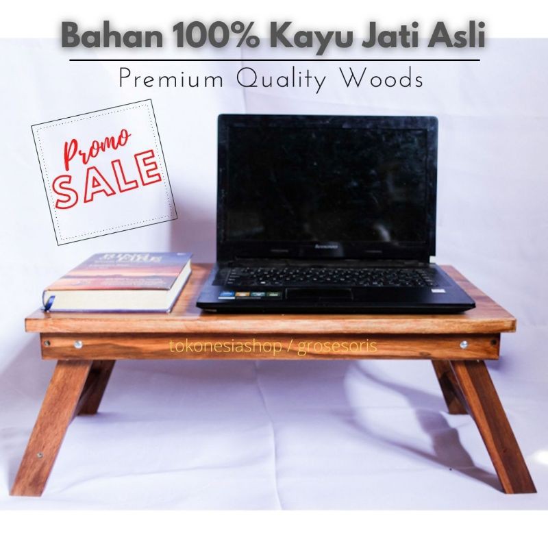 Meja Laptop Lipat Dalam Kayu Jati Super TebalKokoh