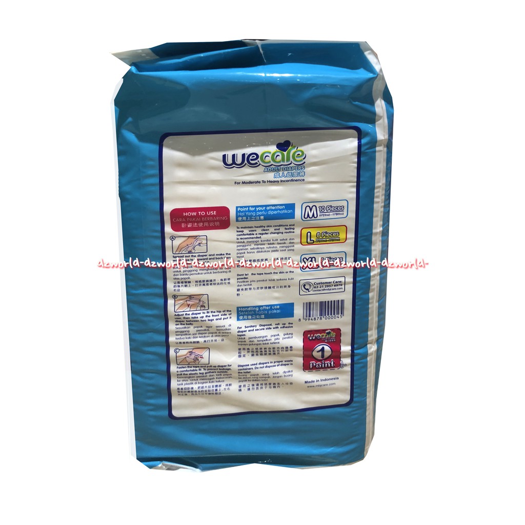 We Care Adult Diapers L 8 Popok Dewasa Wecare Biru Popok Perekat Dewasa