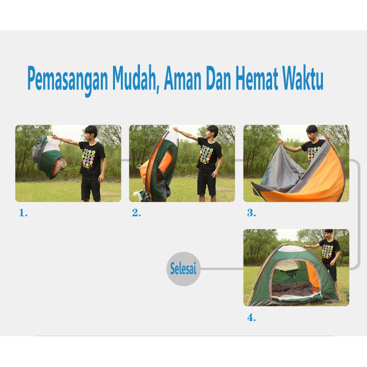 Tenda Camping Lipat 1-2 Orang Anti Nyamuk Anti UV Anti Air Model 103 Dan lampu Camping HX508