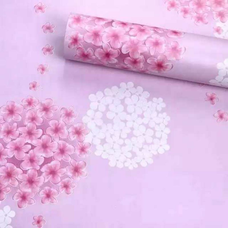 WALLPAPER DINDING MOTIF DENDALION PINK 10m x 45cm