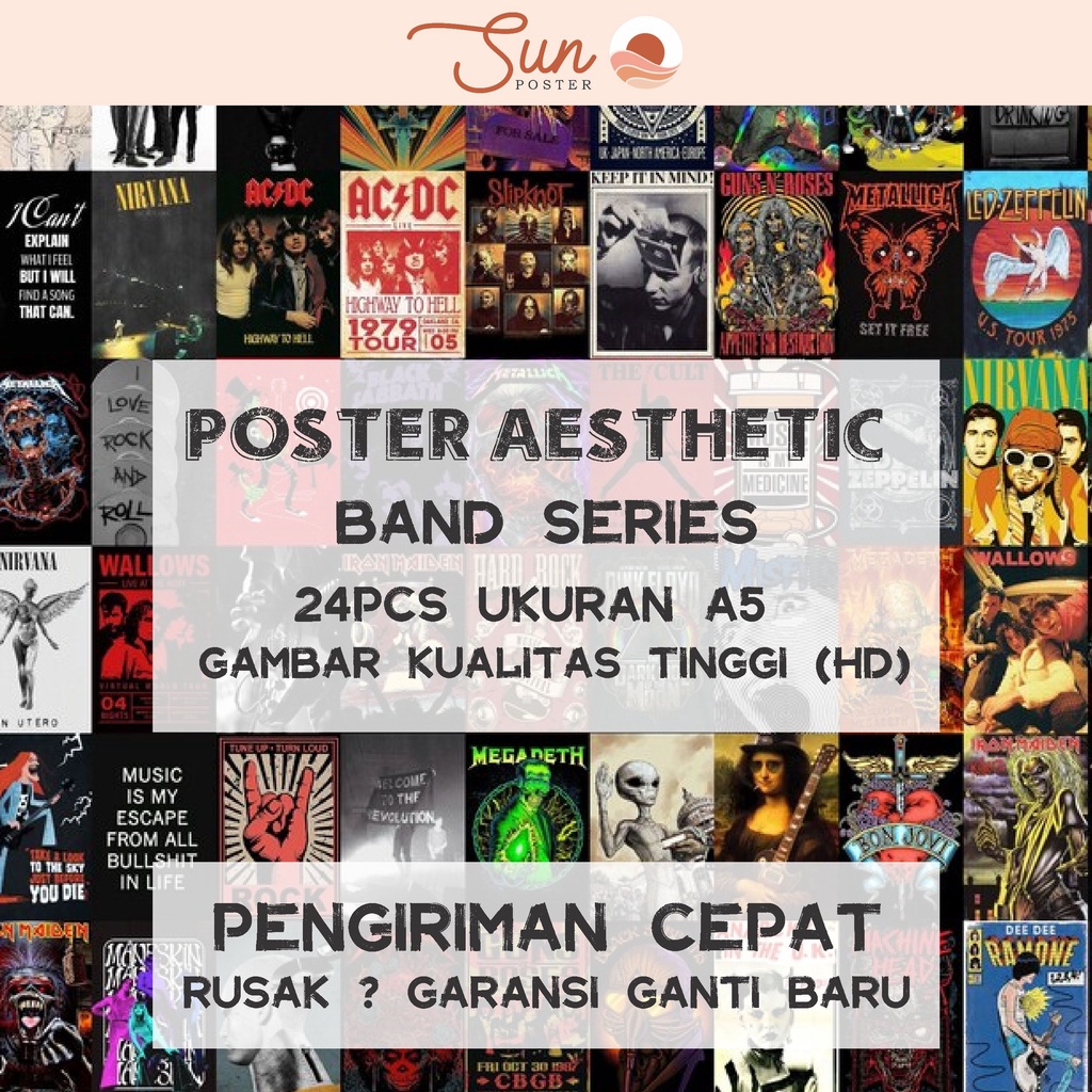 Poster Aesthetic Band Metal Rock Punk Dekorasi Dinding Kamar Tidur Aesthetic Stiker Sticker Dinding 