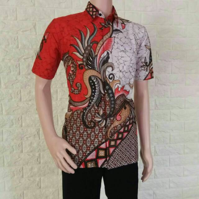 Kemeja hem baju batik seragam wayang naga