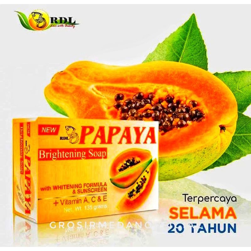 SABUN PEPAYA RDL ORIGINAL 100% - CARICA PAPAYA SOAP PEPAYA ORI ASLI 135 G - MENGHALUSKAN MENCERAHKAN KULIT