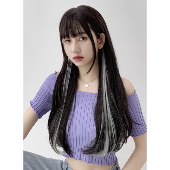 T51A full wig korean long blow highlight 65 cm