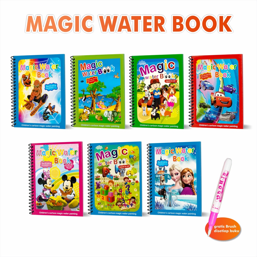 

Buku Mewarnai Anak Mainan Magic Water Books Seri Angkasa Transportasi Dunia Air Robot Cars