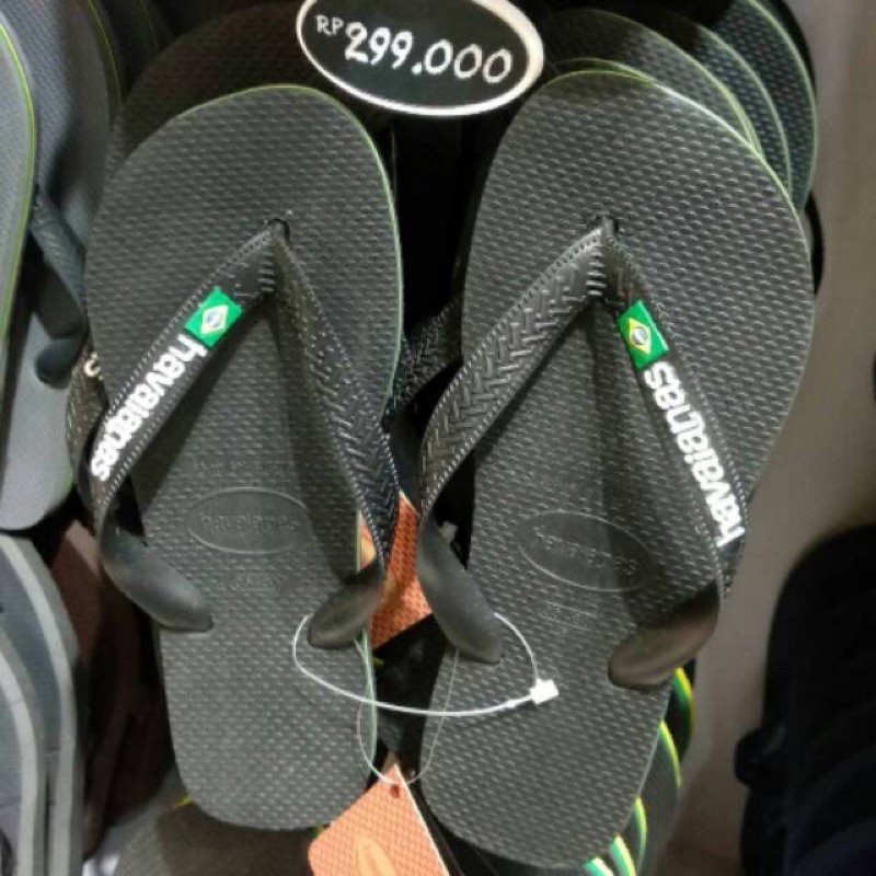 Sendal HAVAIANAS ORIGINAL 100% sandal jepit branded pria men BRAZIL hitam black ORI