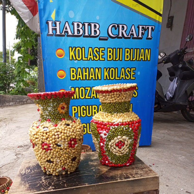 Jual Vas Bunga Full Kolase Biji Bijian Tanah Liat Shopee Indonesia 6220