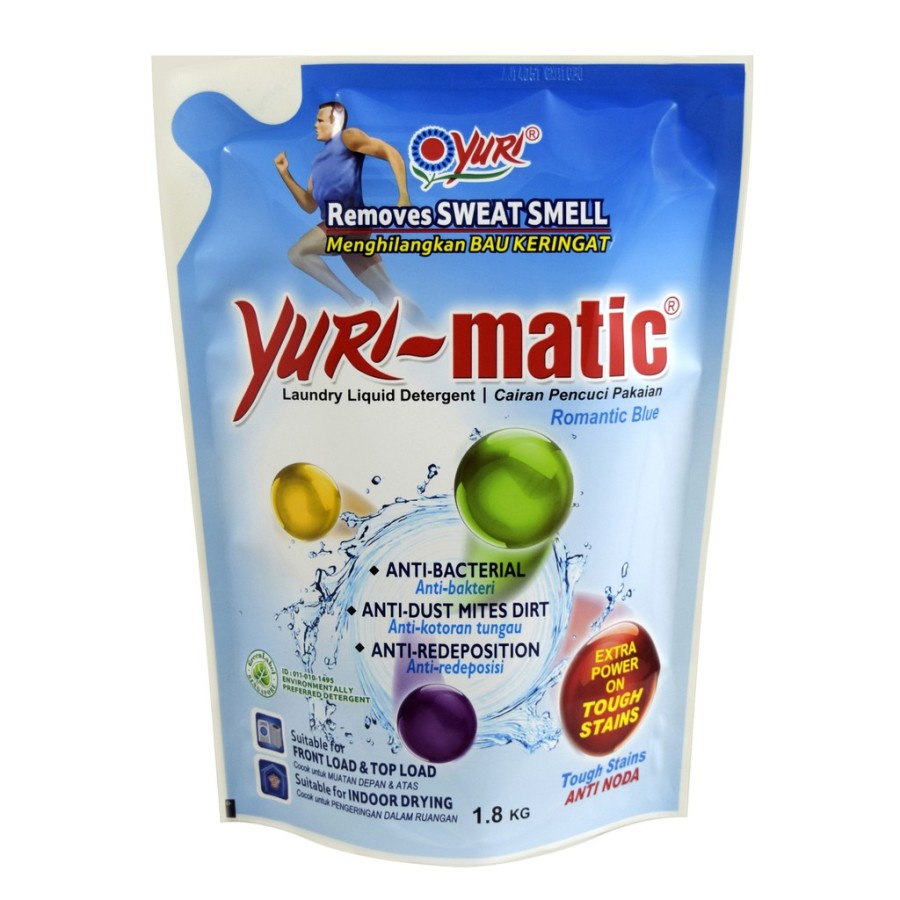DETERJEN CAIR YURI MATIC 1,8 KG POUCH FRONT TOP LOAD DETERGENT