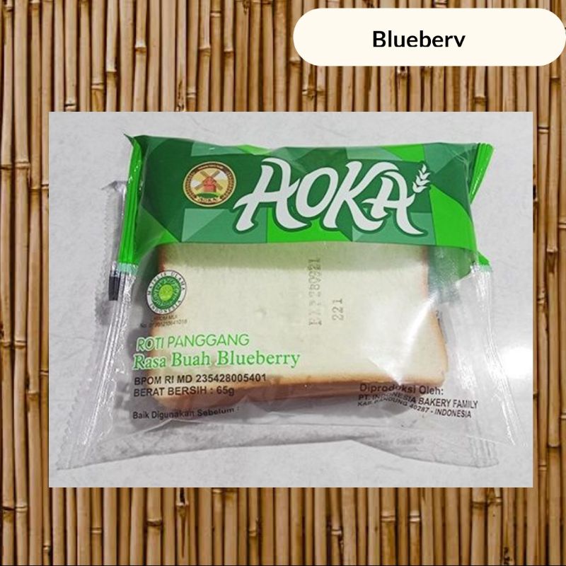 Roti Aoka 60g / Roti Panggang Aoka/ Roti Selai Aoka/ Roti Murah/ Roti Viral-Ak Bluebery