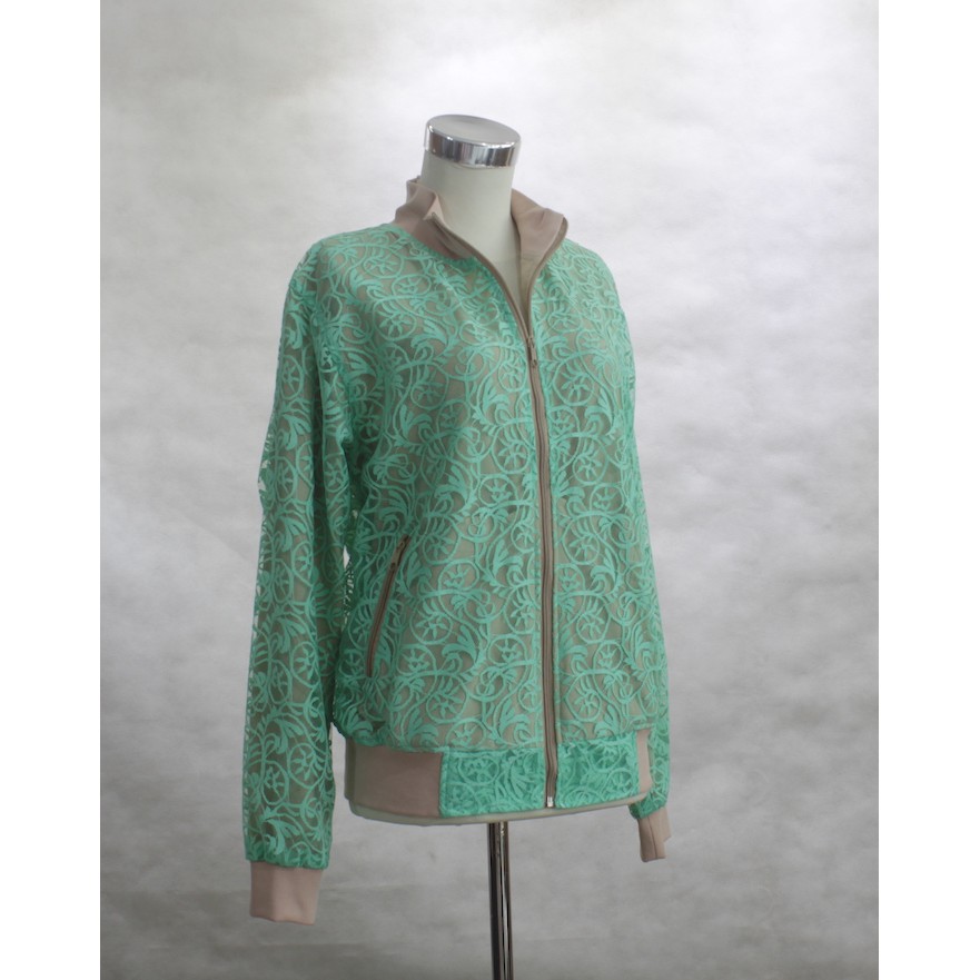 Kebaya Brokat Jaket Bomber Brokat Hijau &amp; Toska 716