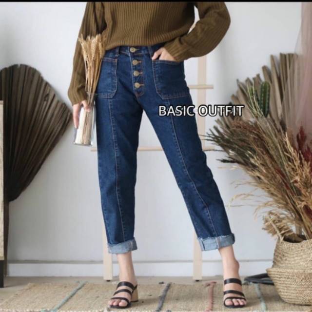CELANA BOYFRIEND WANITA LOCA BUTON JEANS / CELANA JEANS REMAJA / CELANA REMAJA / CELANA JEANS WANITA