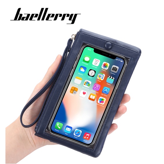 BAELLERRY Dompet Wanita Panjang Clutch Dompet Handphone Kulit PU BLY52