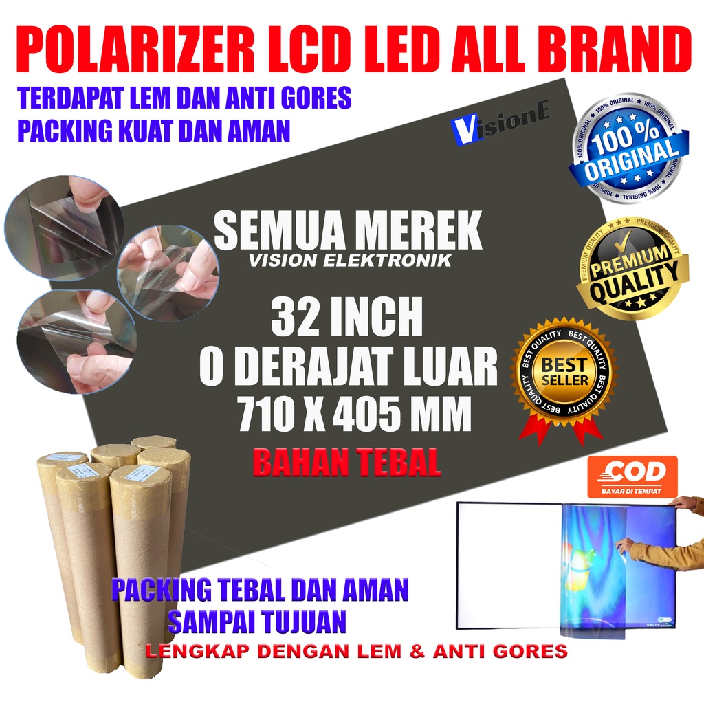 Polariser Lcd 32 inch polarizer 32 inch bagian luar 0 derajat polaris lcd 32 inch polarized lcd