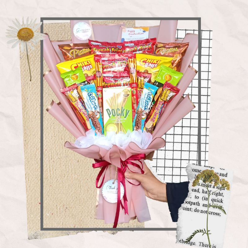 

buket snack murah/ buket jajan/buket snack pocky/buket snack beng beng, buket snack hadiah ultah/buket wisuda