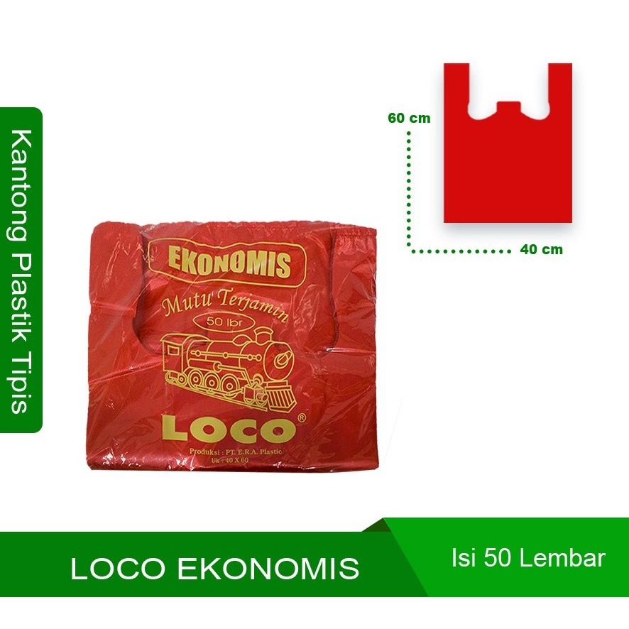 KANTONG PLASTIK kresek LOCO EKONOMIS MERAH 40 hd40 KUALITAS TERJAMIN - 40 EKONOMIS MERAH