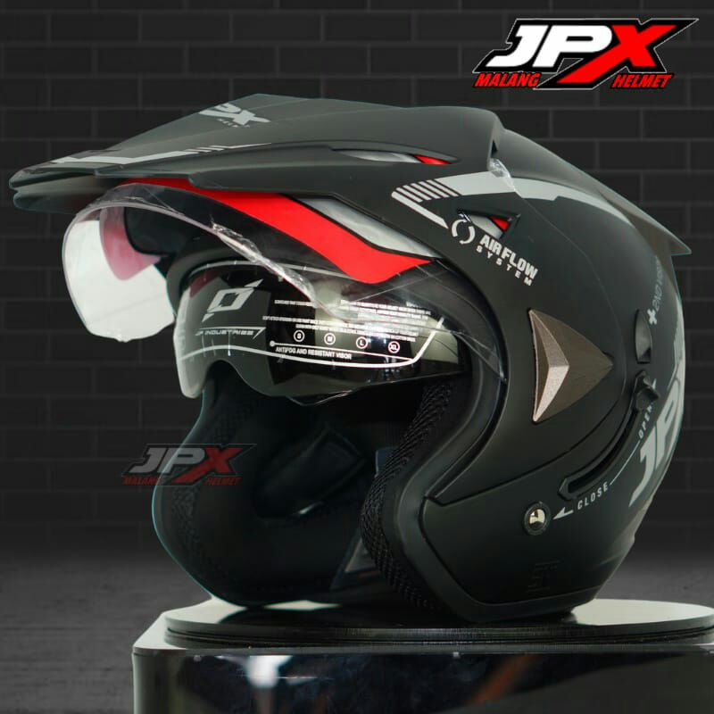 Jual HELM JPX SUPERMOTO SOLID BLACK DOFF ORIGINAL HELM JPX SEMI CROSS