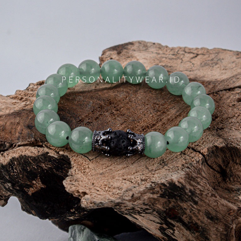 Gelang Kesehatan Pria Wanita Keren Batu Akik Kristal Giok Aventurine Hijau ASLI Original Alam Kalimantan