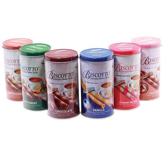 

Biscotto 370 gr Waffer Stick kaleng Aneka Rasa termurah