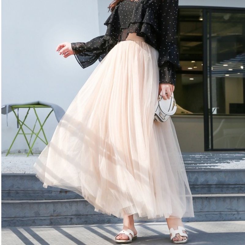 (Bisa cod) Rok tutu panjang import / Rok panjang / Rok tutu belah 8-6