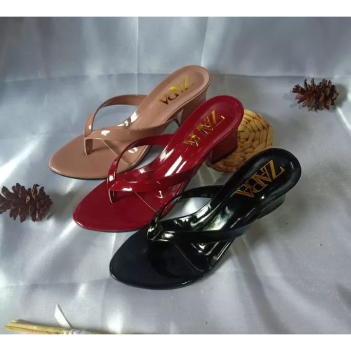 sandal zara wanita heels jepit terbaru 2022