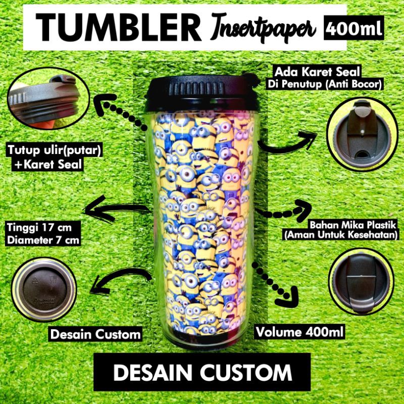 Tumbler Insert Paper Minion Minions Custom Botol Minum