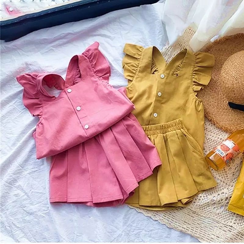 Setelan Afika Ruffle Tee 1-2 Tahun / Setelan Hotpants Anak Balita Tank Set