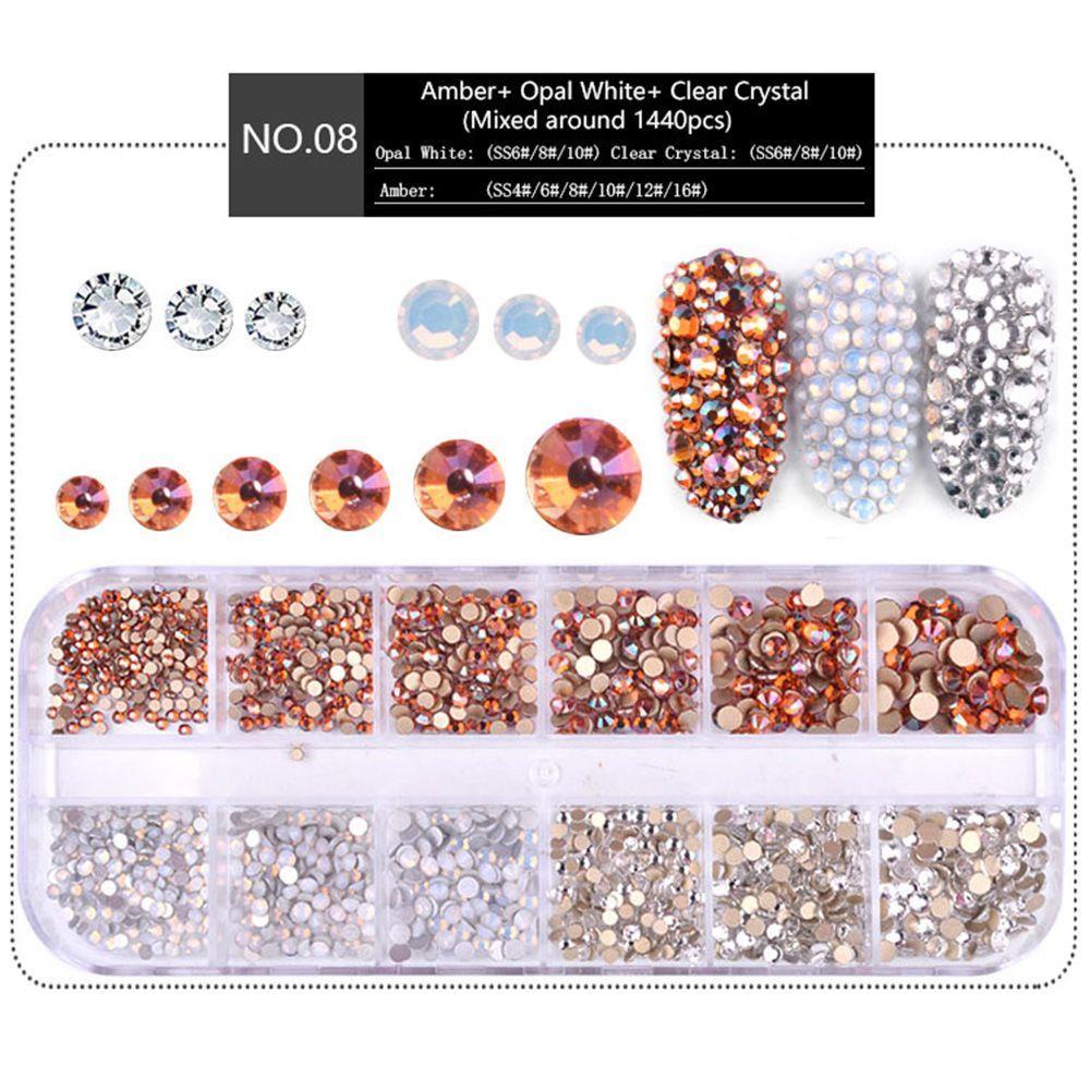 AUGUSTINA Pesona Nail Art Agustina Shiny 1kotak Dekorasi 3D Manicure Flatback AB Kristal Ukuran Campur