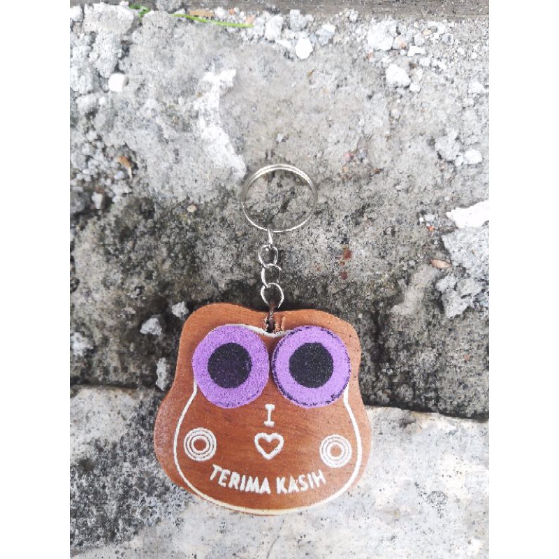 Souvenir kayu rustic bentuk katak - gantungan kunci kodok - souvenir rustic