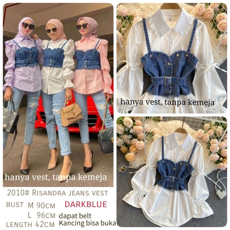 MDLV ~ 2010 RISANDRA JEANS VEST + BELT (HNY VEST TANPA KEMEJA ) / ROMPI JEANS CEWEK / FASHION IMPORT