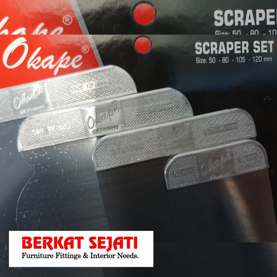 OKAPE Kape Scraper Set Skrap STAINLESS STEEL Perata Lem Dempul Kompon - Germany
