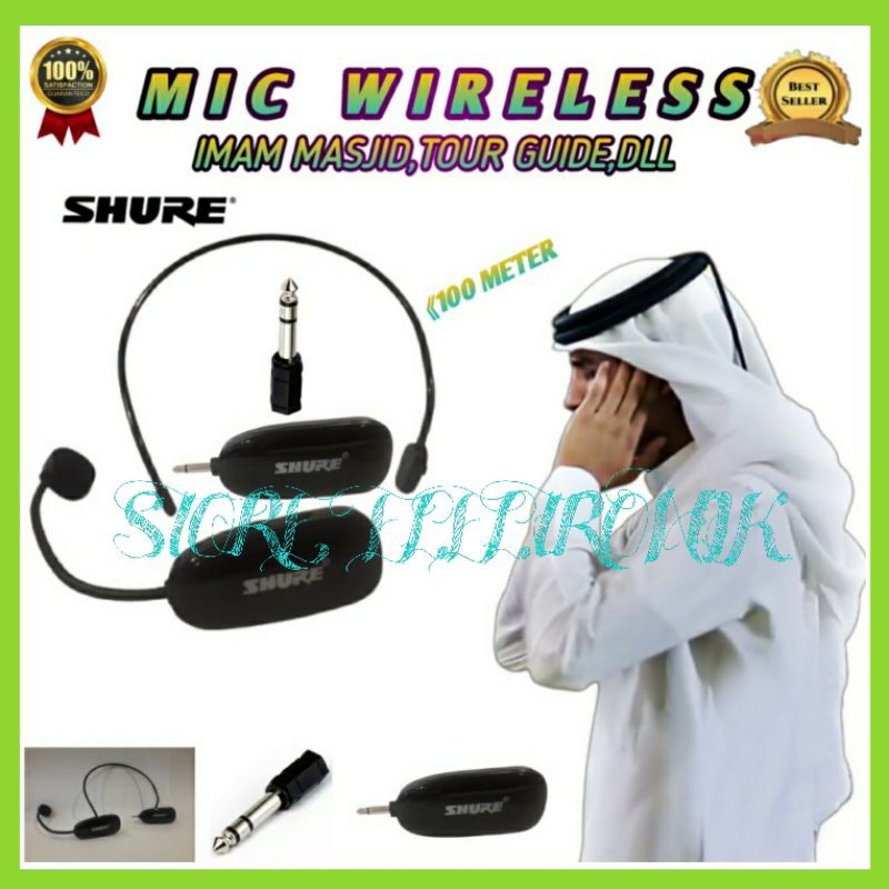 Mic Wireless IMAM SHURE SH 02 Bando Wireless Connect Amplifier Pidato , senam ,Karaoke Dll...