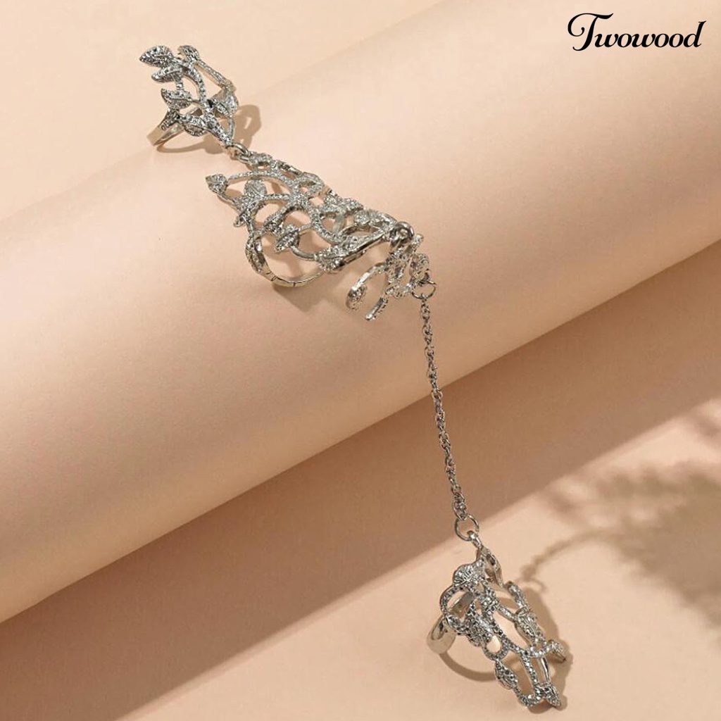 Cincin Rantai Berlian Imitasi Anti Alergi Oksidasi Desain Bunga Gaya Retro Untuk Hadiah