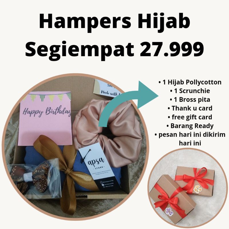 

HAMPERS HIJAB POLLYCOTTON SEGIEMPAT KADO GIFT BOX ULANG TAHUN
