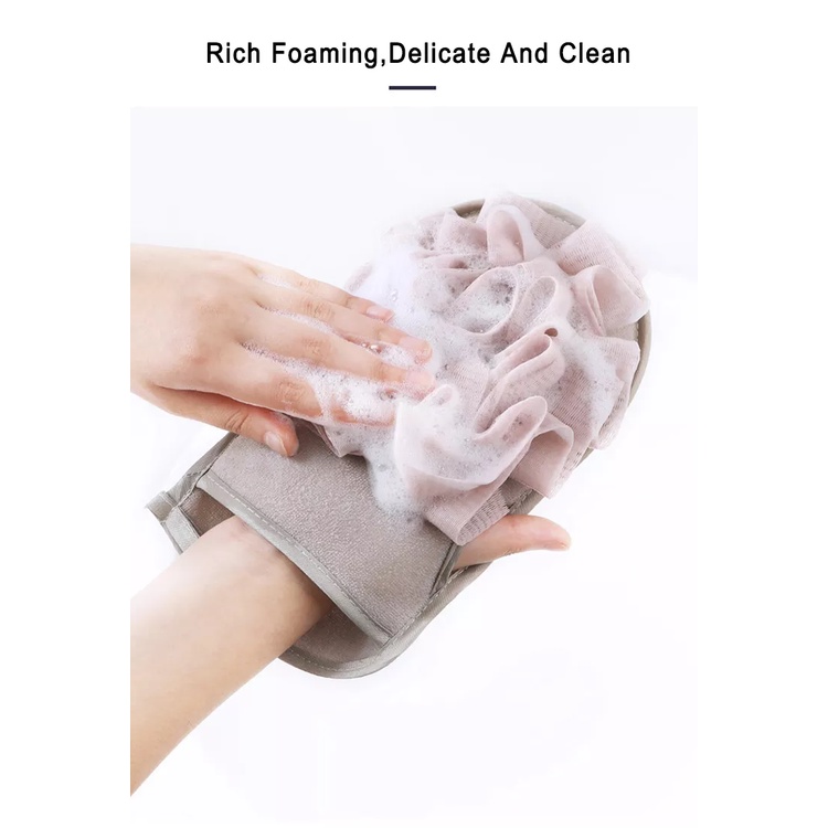 GLOVE BATH BRUSH - High Quality Body Cleaning loofah Sponge Glove with Flower Bath Ball for Body Cleaning