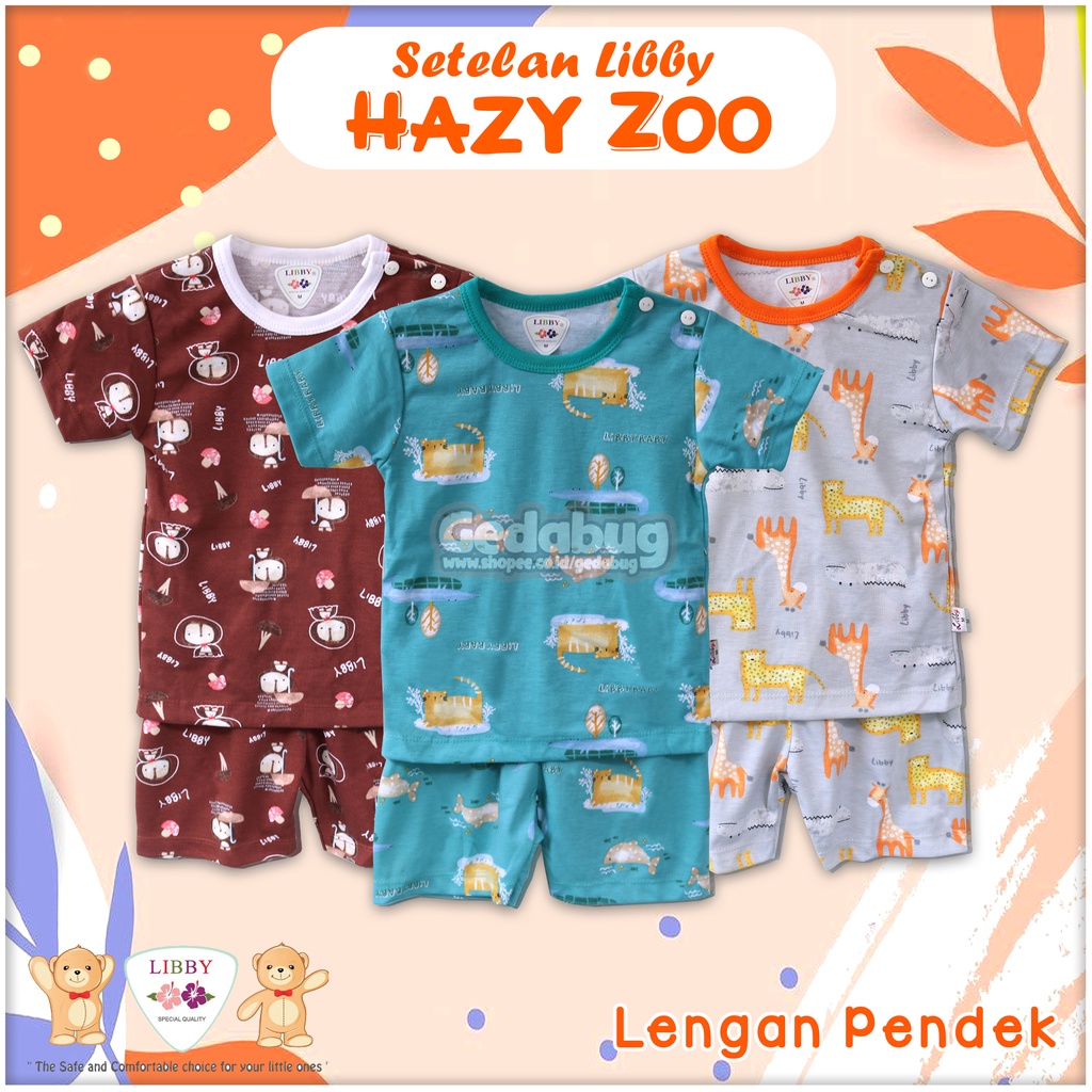 Setelan Anak Libby PENDEK | Hazy Zoo - Rainbow Fantasia Banyak Motif Terbaru | Kaos Bermain Anak S - XXL