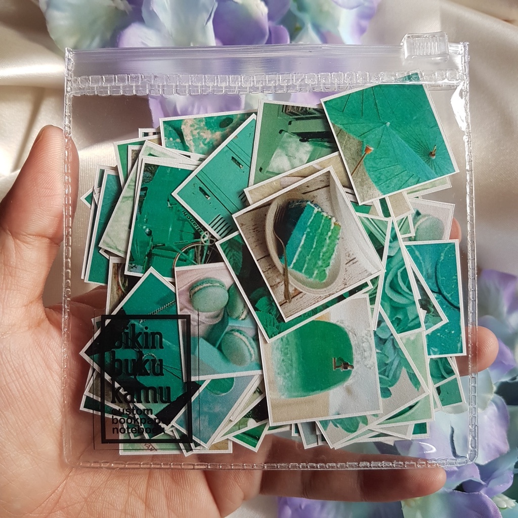 

88pcs Mini Sticker Stiker Jurnal HVS FREE ZIPLOCK POUCH - Teal Torquoise