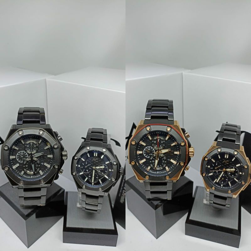 Jam Tangan Couple Pria / Wanita Alexandre Christie 9601 AC9601 AC 9601 Tali Besi / Stainless steel