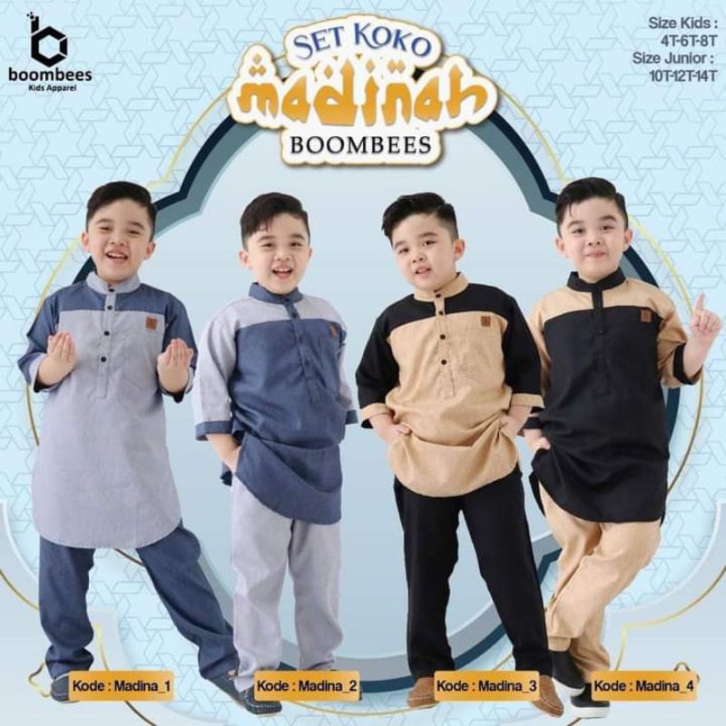 BOOMBEES Set Baju Koko Madinah | Baju Muslim Anak | Baju Koko Anak