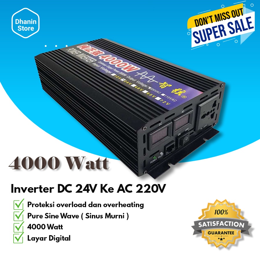 Inverter Inventer Inferter DC ke AC Mobil Pure Sine Wave PSW Kit Power Inverter DC 24V to AC 220V 40