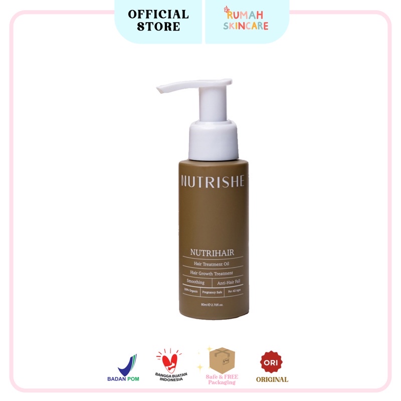 NUTRIHAIR Nutrishe Hair Treatment Oil / Minyak Rambut 80 ML (Penumbuh Rambut Botak,Memperbaiki Rambut Rusak)