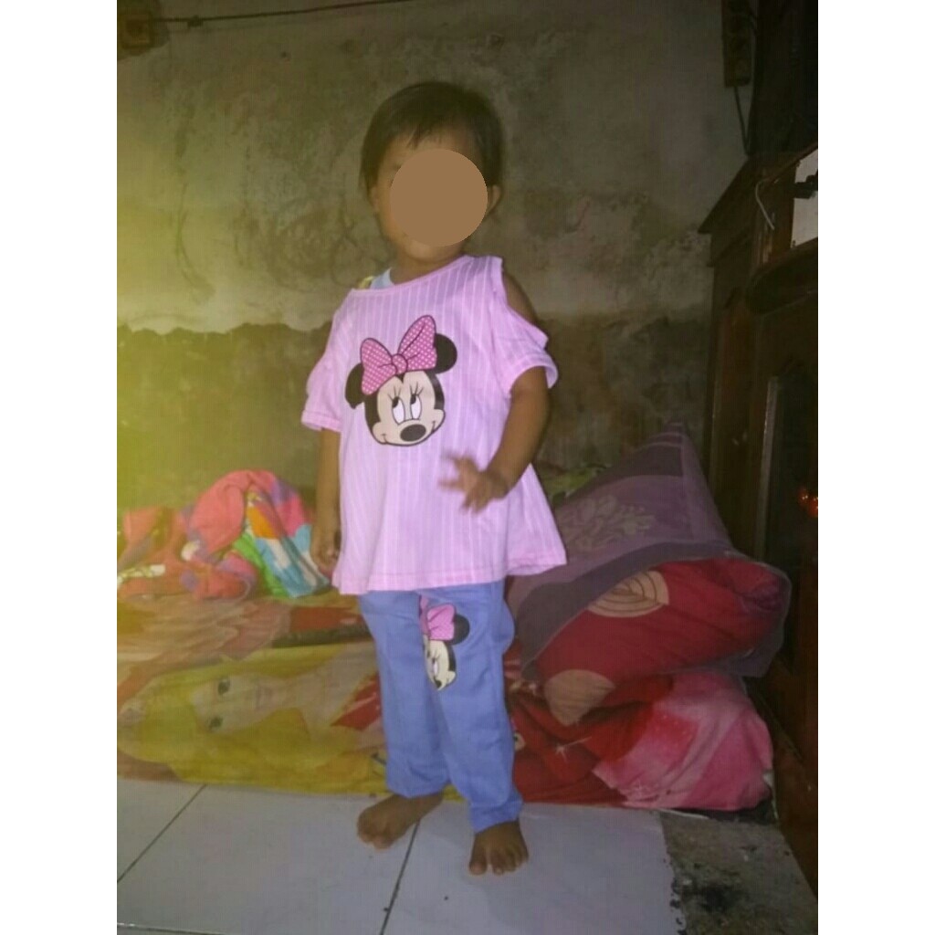 VISION ONLINE-SETELAN STRIPY MINNIE PINKY/ SETELAN ANAK PEREMPUAN 1 2 3 4 TAHUN SABRINA/COD/KEKINIAN