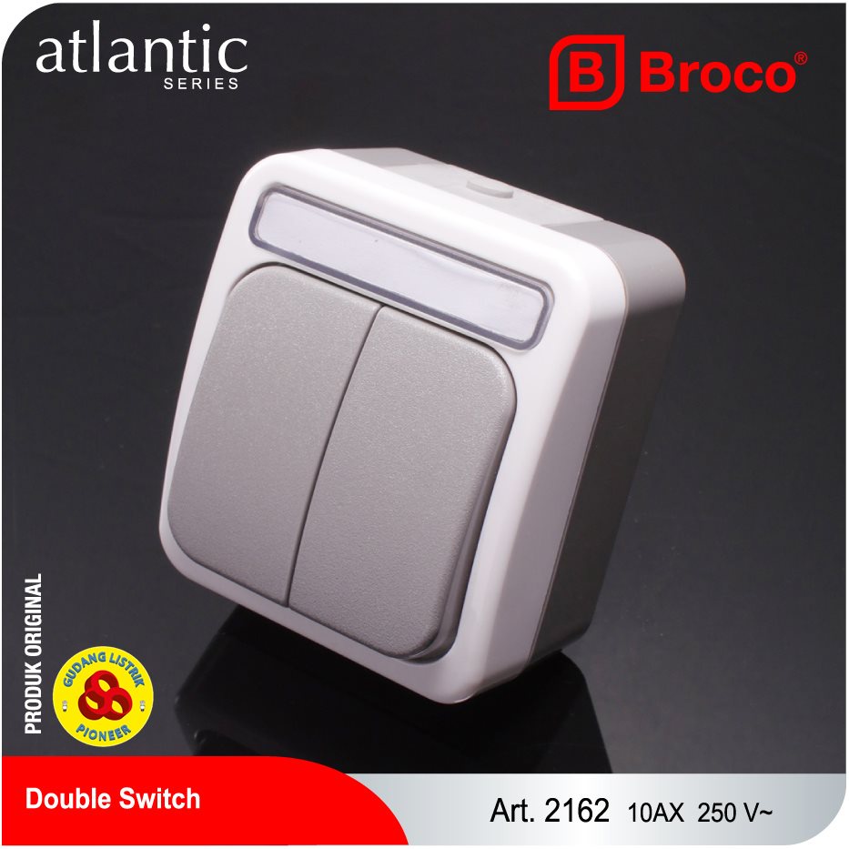 Broco Saklar 2G Weatherproof 2162 Atlantic Waterproof 2 Gang Switch