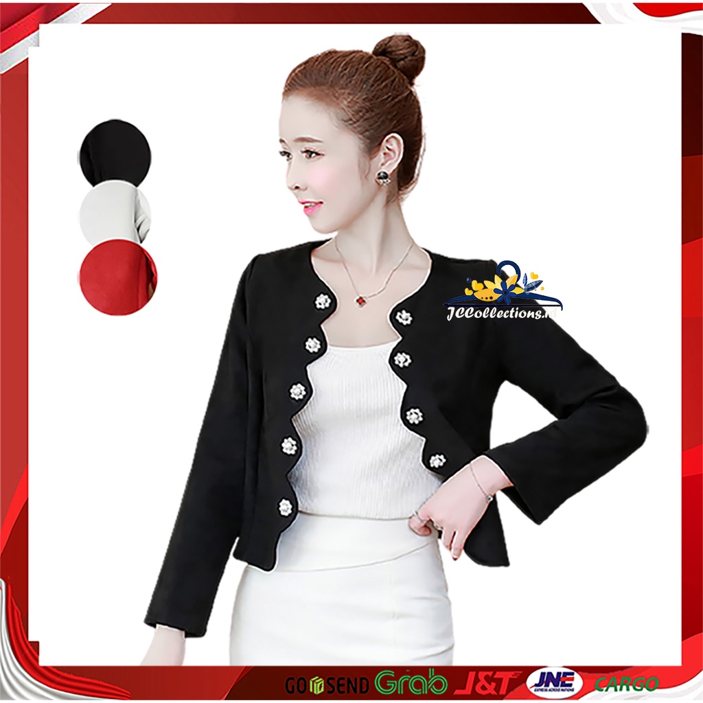 Blazer Kerja Kantor Wanita Korean Style Mutiara List Xavierra - JCCollections