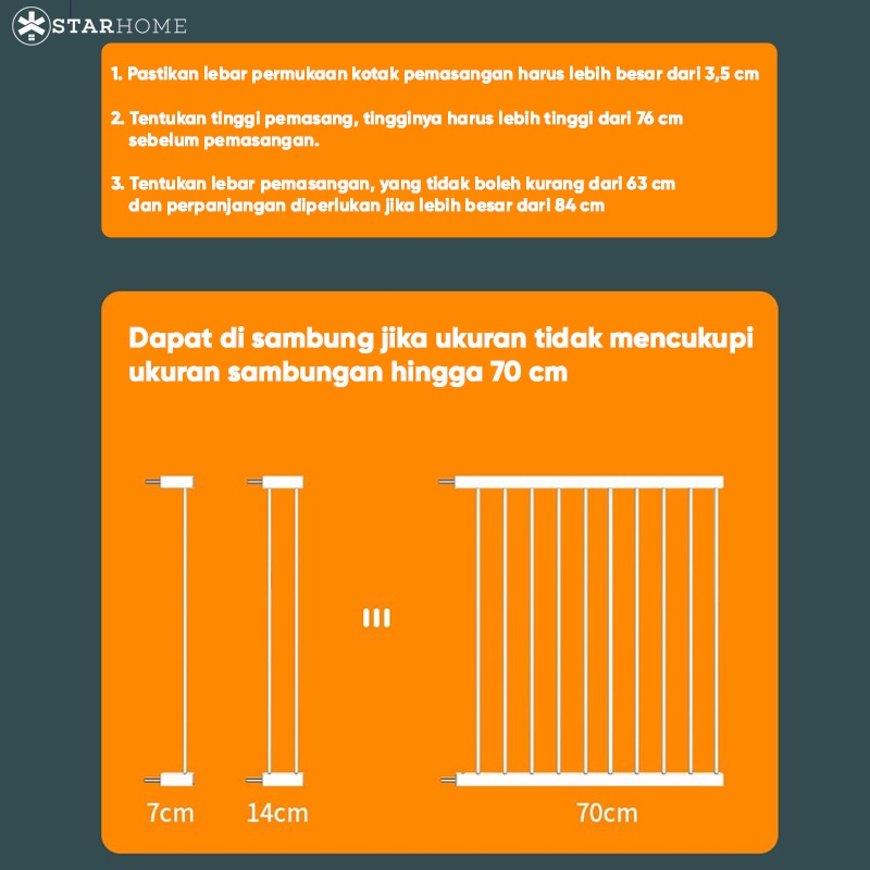 Pagar Bayi Pintu Pagar Pengaman Tangga Balkon StarHome Pembatas Tangga Dapur Kamar Mandi Baby Safety Gate Baby Gate