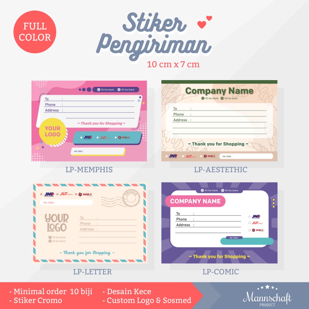 

[MANNSHPRO] Stiker Label Pengiriman Olshop Custom Full Color